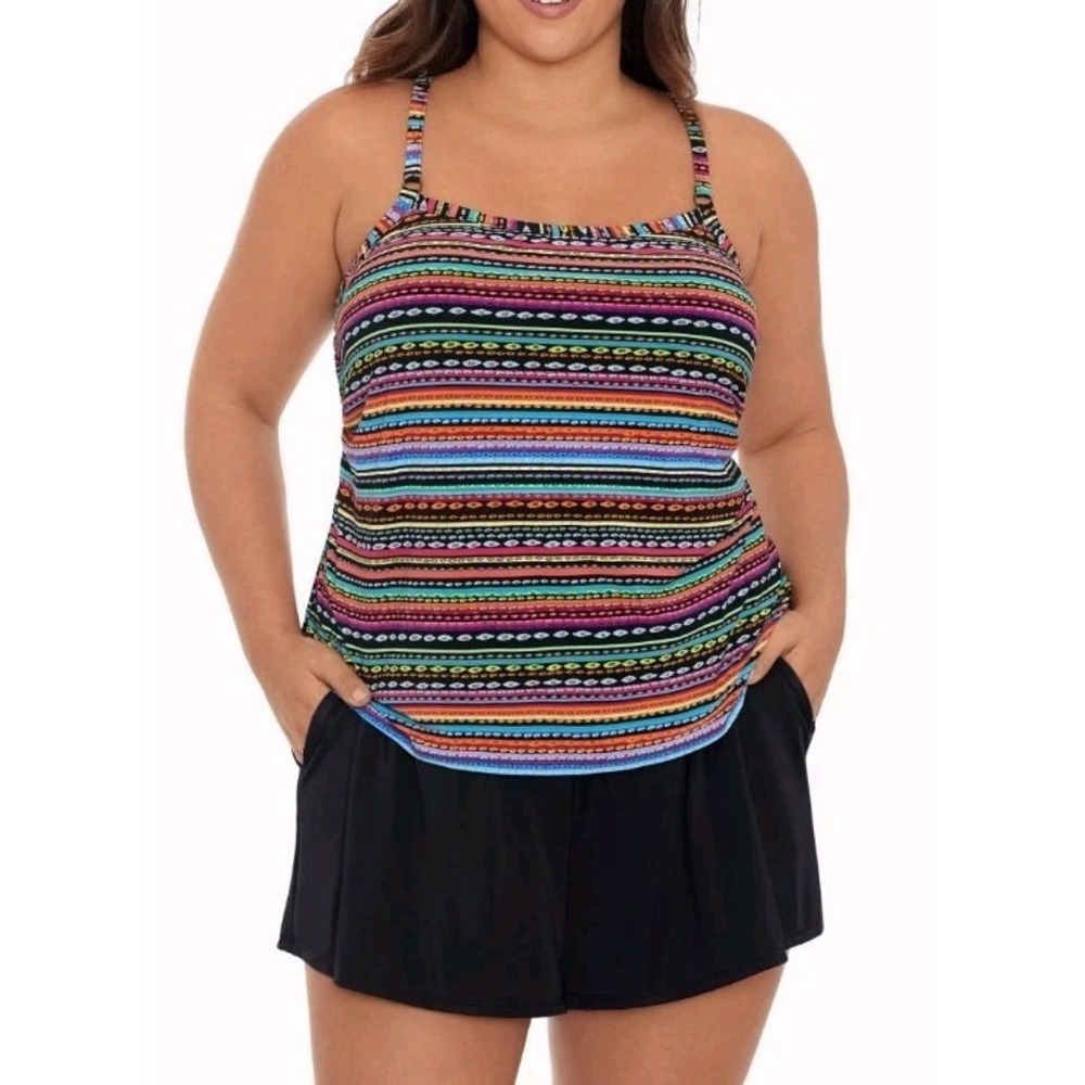 Trim Shaper Farrah Tummy Control Swim Romper Size 22 W Adjustable One Piece Suit